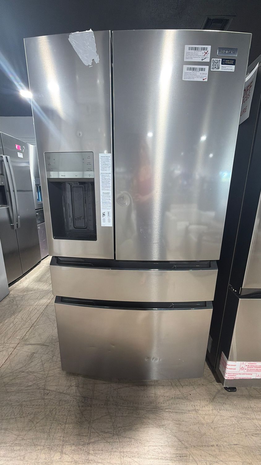 Frigidaire 36 in. 26 cu. ft Stainless Steel Standard Depth French Door Refrigerator with Exterior Ice and Water Dispenser Item  1948526 Model  FRMS2733AV
