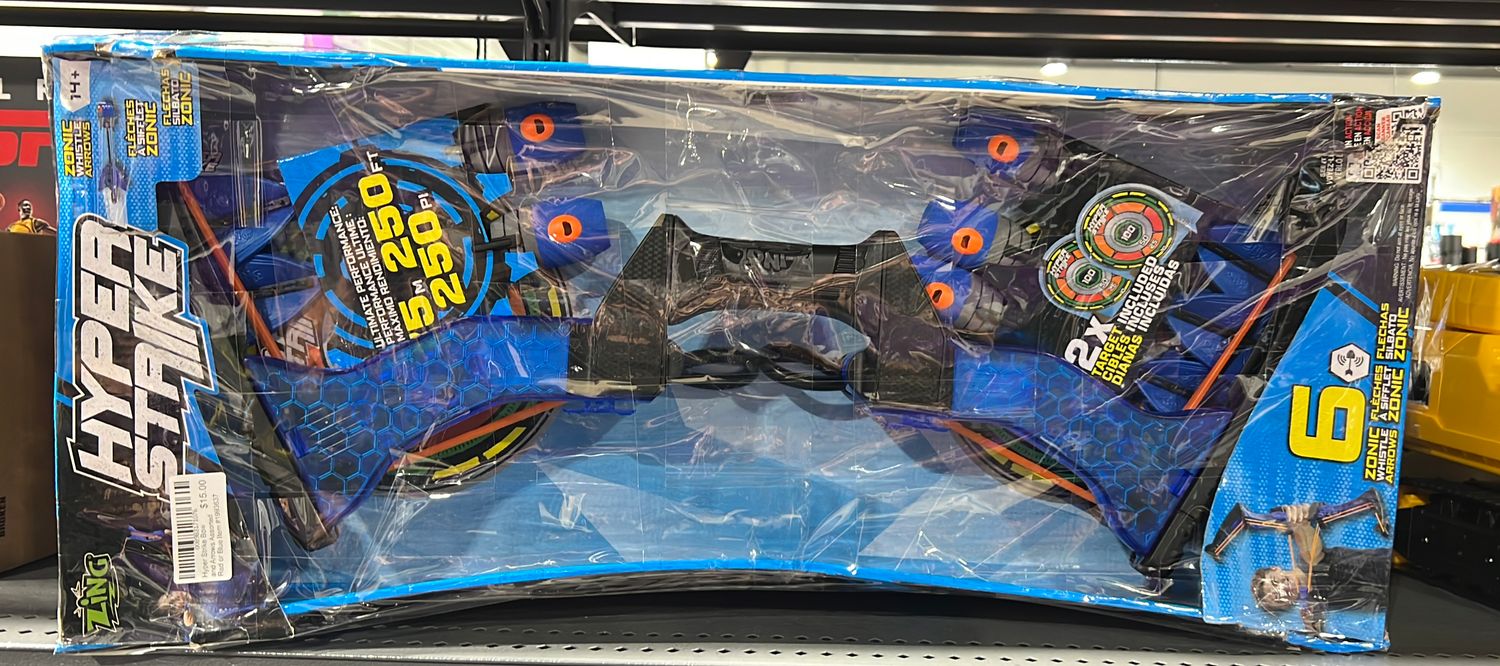Hyper Strike Bow and Arrows Assorted Red or Blue Item #1993637
