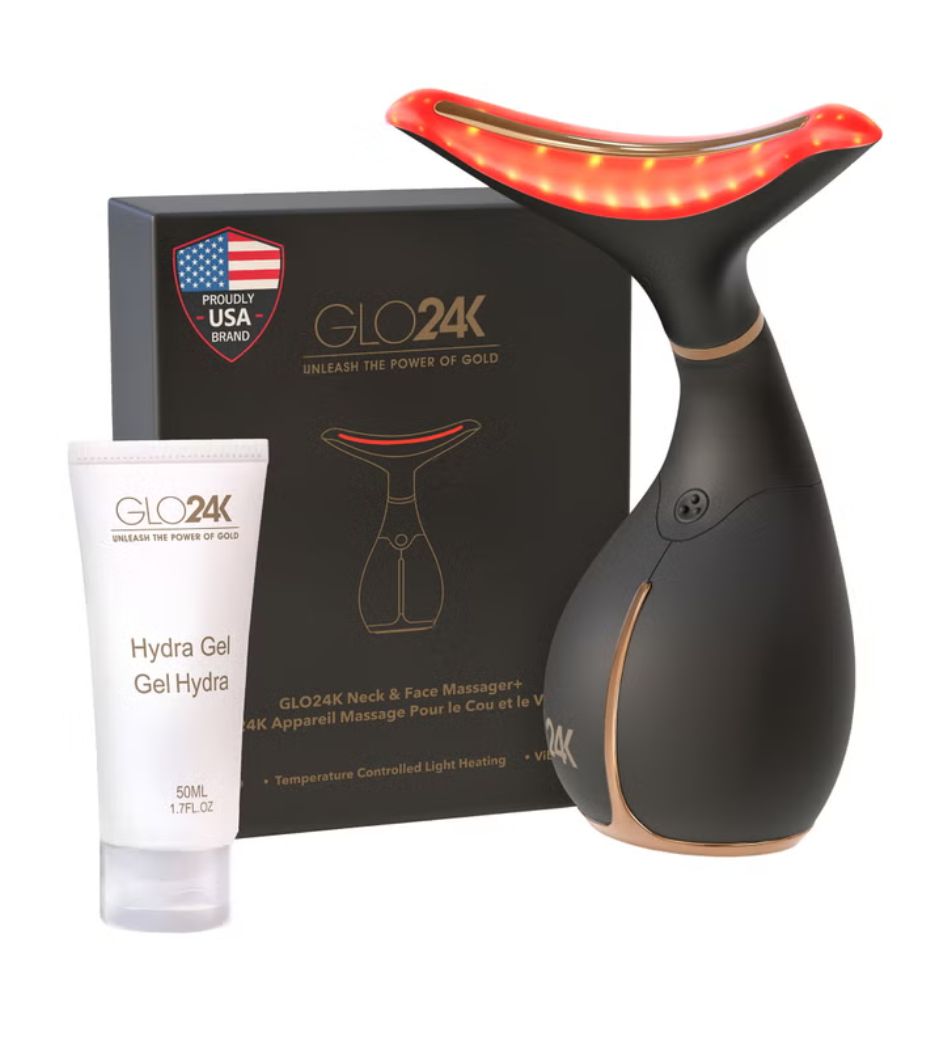 GLO24k Skin Rejuvenation Device for Face &amp; Neck + 1.7 fl oz Conductive Hydra Gel Item 1916759 | Model BD261