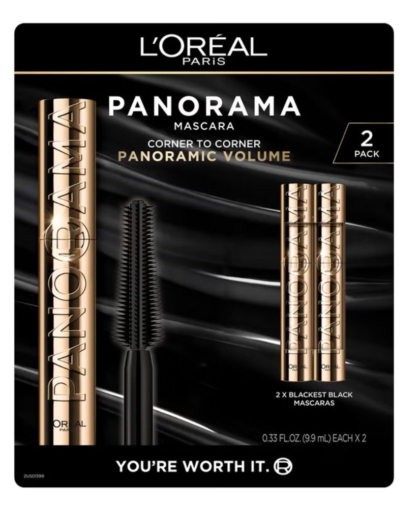 L'Oreal Paris Voluminous Panorama Mascara, Blackest Black, 0.33 fl oz, 2 -pack Item 2017995