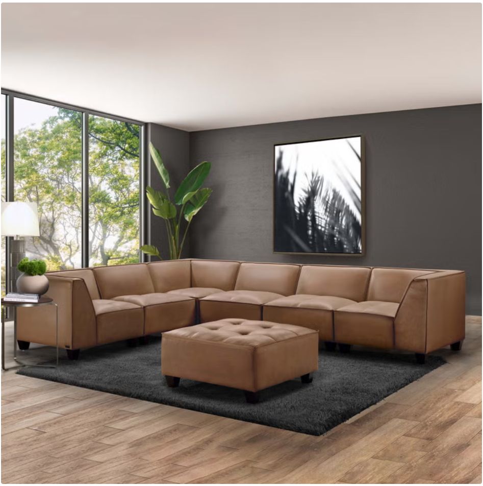 Abbyson Wallingford 7-piece Leather Modular Sectional with Ottoman Item 1467582