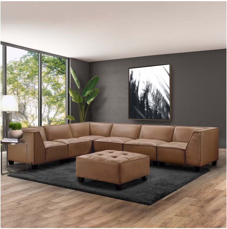 Abbyson Wallingford 7-piece Leather Modular Sectional with Ottoman Item 1467582