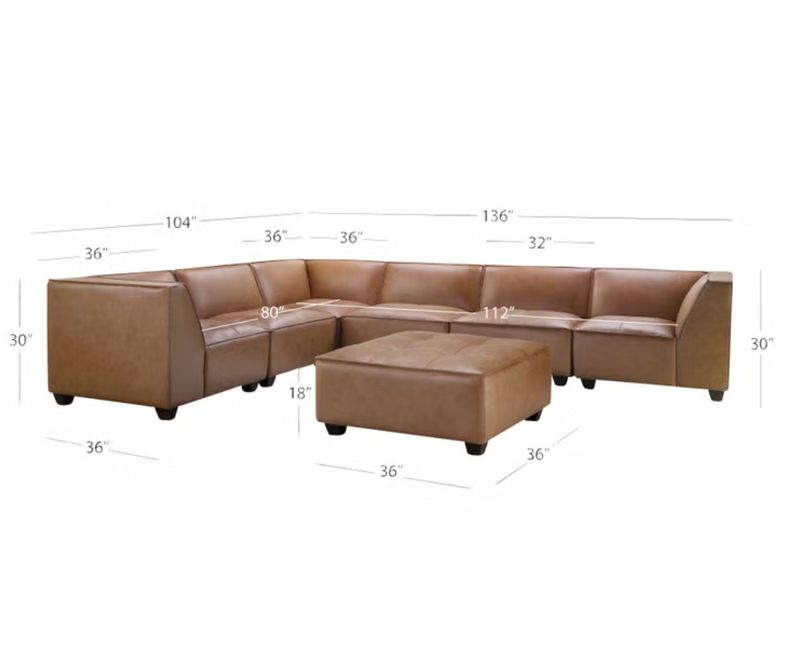 Abbyson Wallingford 7-piece Leather Modular Sectional with Ottoman Item 1467582