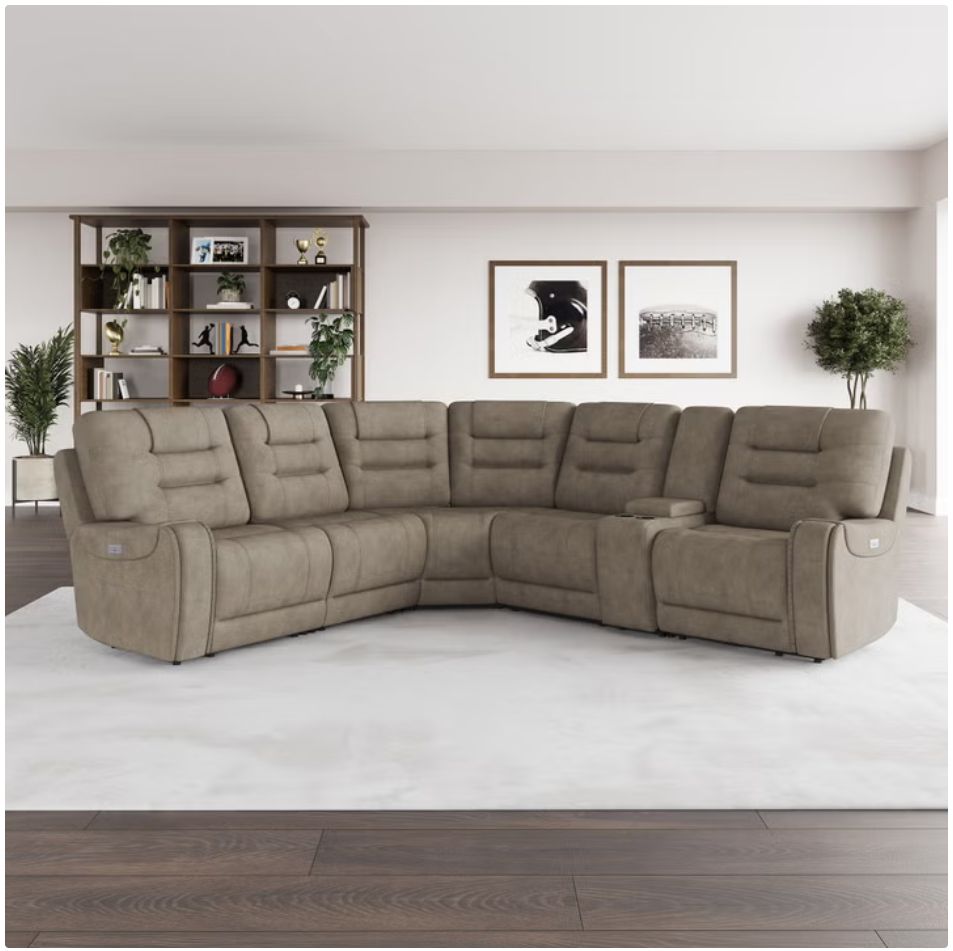 Barcalounger Carmelo Fabric Power Reclining Sectional with Power Headrests Item 1861803