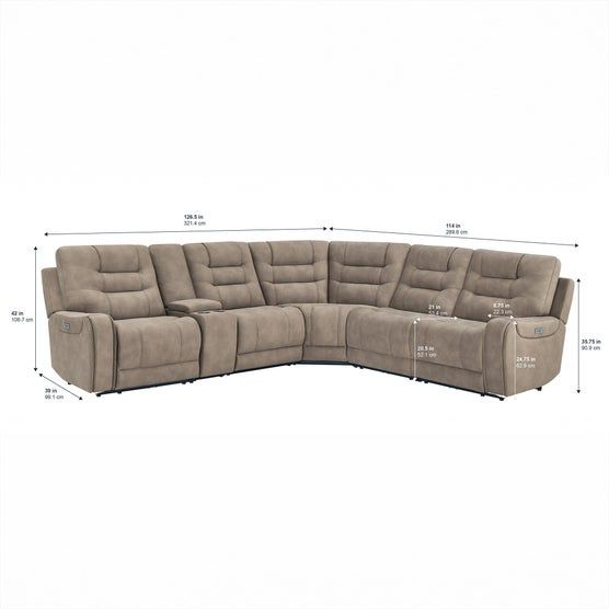 Barcalounger Carmelo Fabric Power Reclining Sectional with Power Headrests Item 1861803