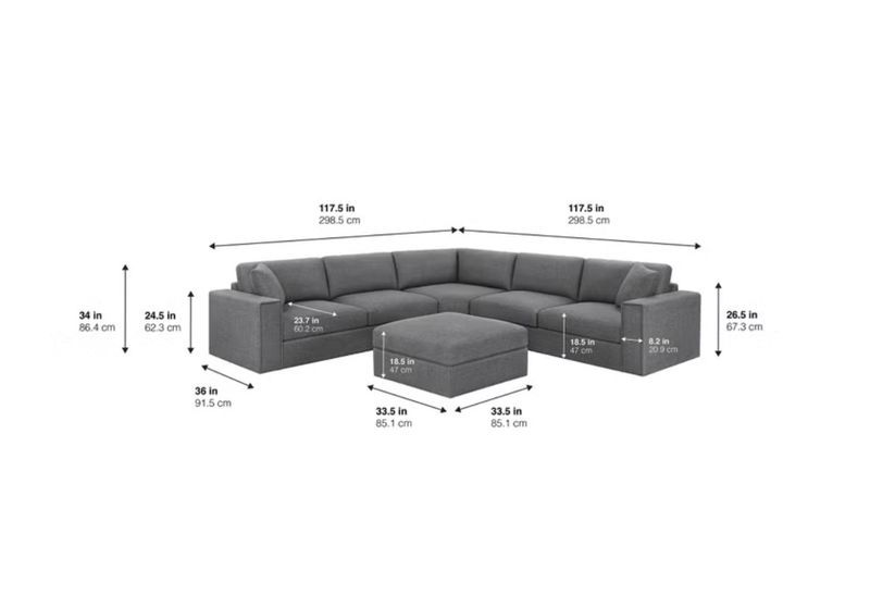Thomasville Bryden Fabric Sectional with Storage Seats and Ottoman Item 1752669
