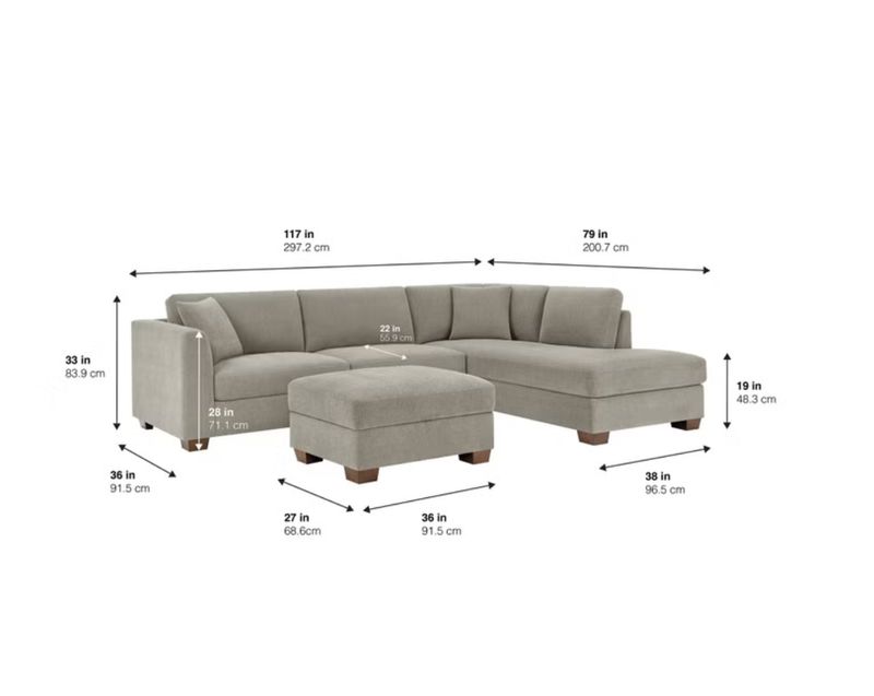 Thomasville Walsen Sectional with Storage Ottoman Item 1812492