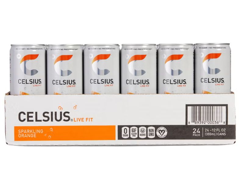 Celsius Sparkling Energy Drink, Orange, 12 fl oz, 24-count Item 1728905