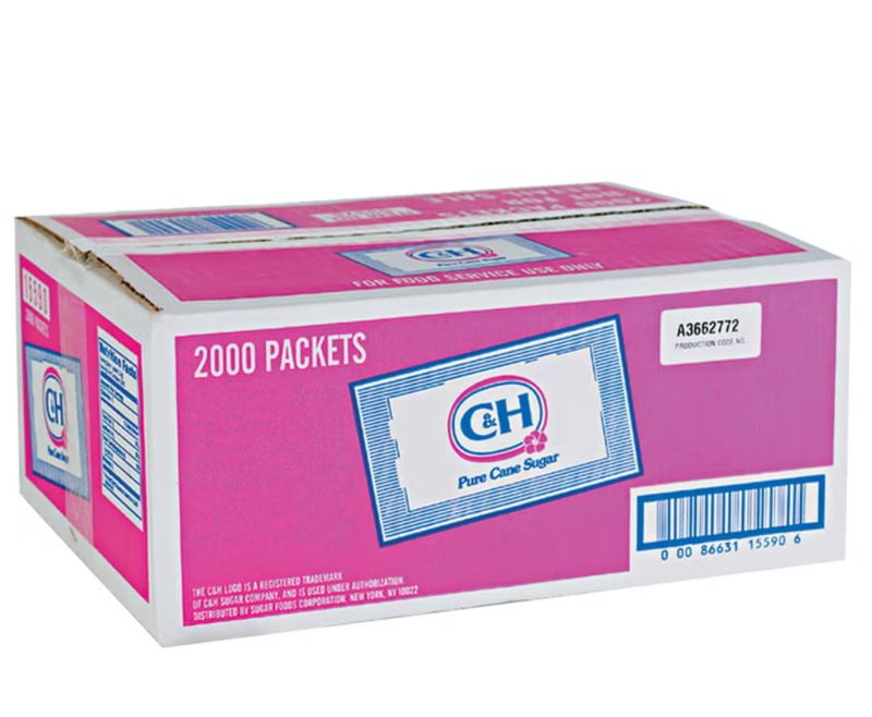 C&amp;H Pure Cane Sugar, 2.83 g, 2,000-count Item 53378