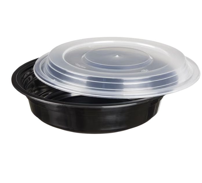 Vital International Solutions Round Container with Lid, 24 oz, Black, 150 ct Item 1562624 | Model COS-MFC24