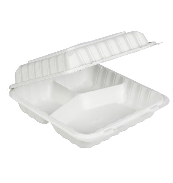 Vital International Solutions 3-Compartment Hinged Container, 9" x 9", 150 ct Item 1562652 | Model PP993