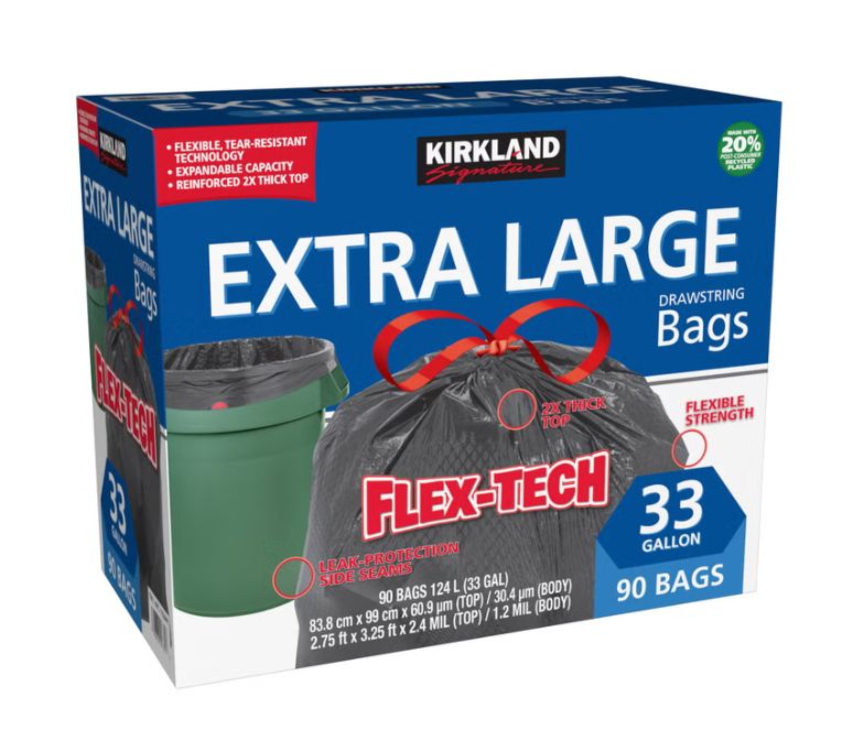 Kirkland Signature Flex-Tech 33-Gallon Trash Bag, 90-count Item 1755441