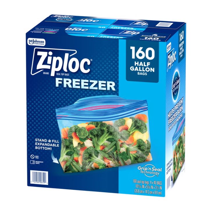 Ziploc Seal Top Freezer Bag, Half Gallon, 160-count Item 2055932