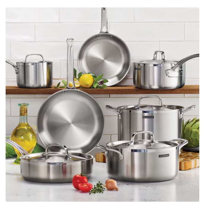 Tramontina 12-piece Tri-Ply Clad Stainless Steel Cookware Set Item 1596023 | Model 80116/003DS