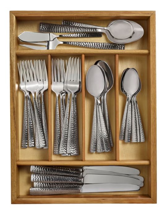 Mikasa Oliver Satin 45-piece Flatware with 6-Slot Acacia Caddy Item 2062356