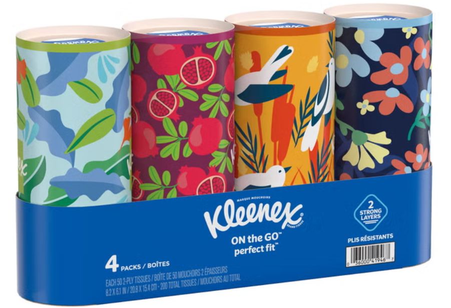 Kleenex On the Go Perfect Fit Facial Tissue, 2-Ply, 50-count, 4-pack Item 1909274