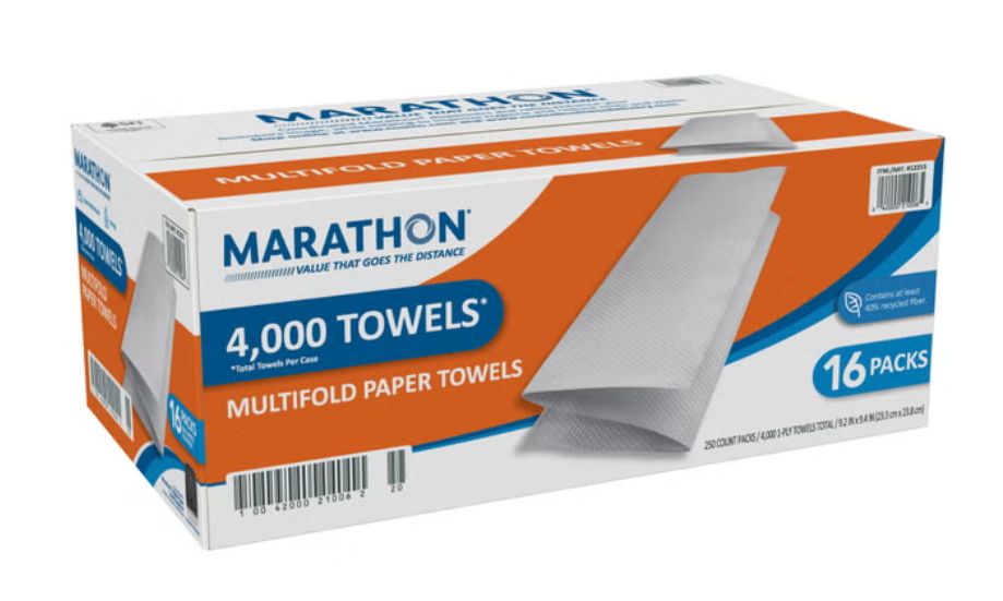 Marathon Paper Towels, Multifold, 1-Ply, 250 Sheets, 16-count Item 12251