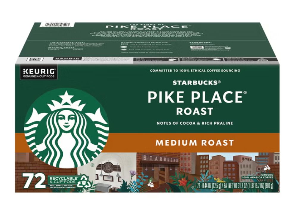 Starbucks Pike Place Medium Roast K-Cup, 72-count Item 3123235