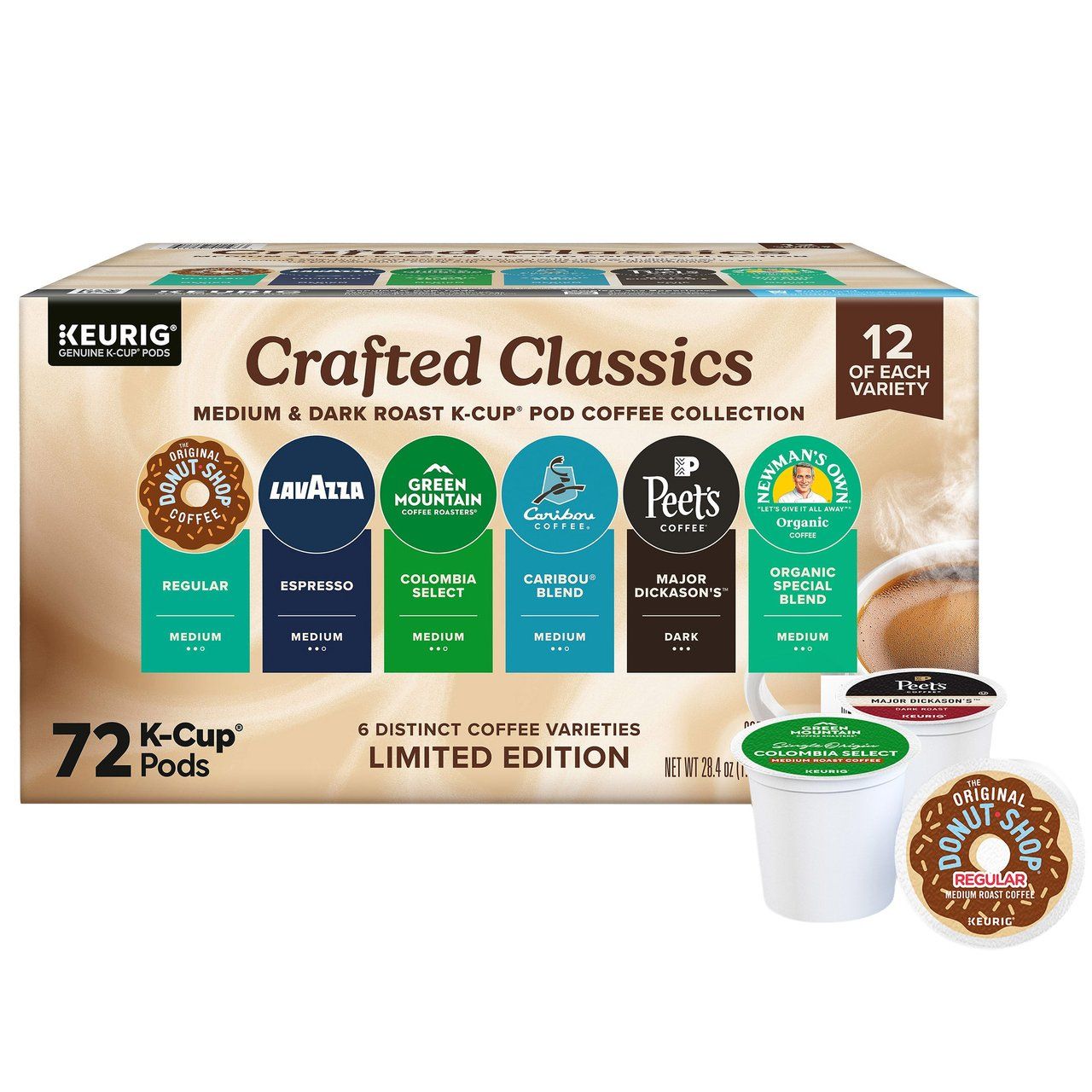 Keurig Crafted Classics Medium &amp; Dark Roast K-Cup Pods Variety Pack, 72 Count  Item #8984865