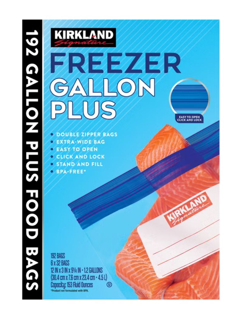 Kirkland Signature Gallon Plus Freezer Bags, 192-count Item 1843108