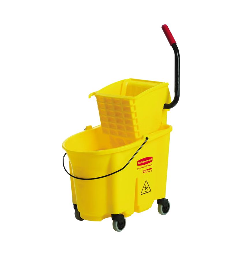 Rubbermaid Commercial WaveBrake Mop Bucket and Wringer, 26 Quart, Yellow Item 978317 | Model RUB748071