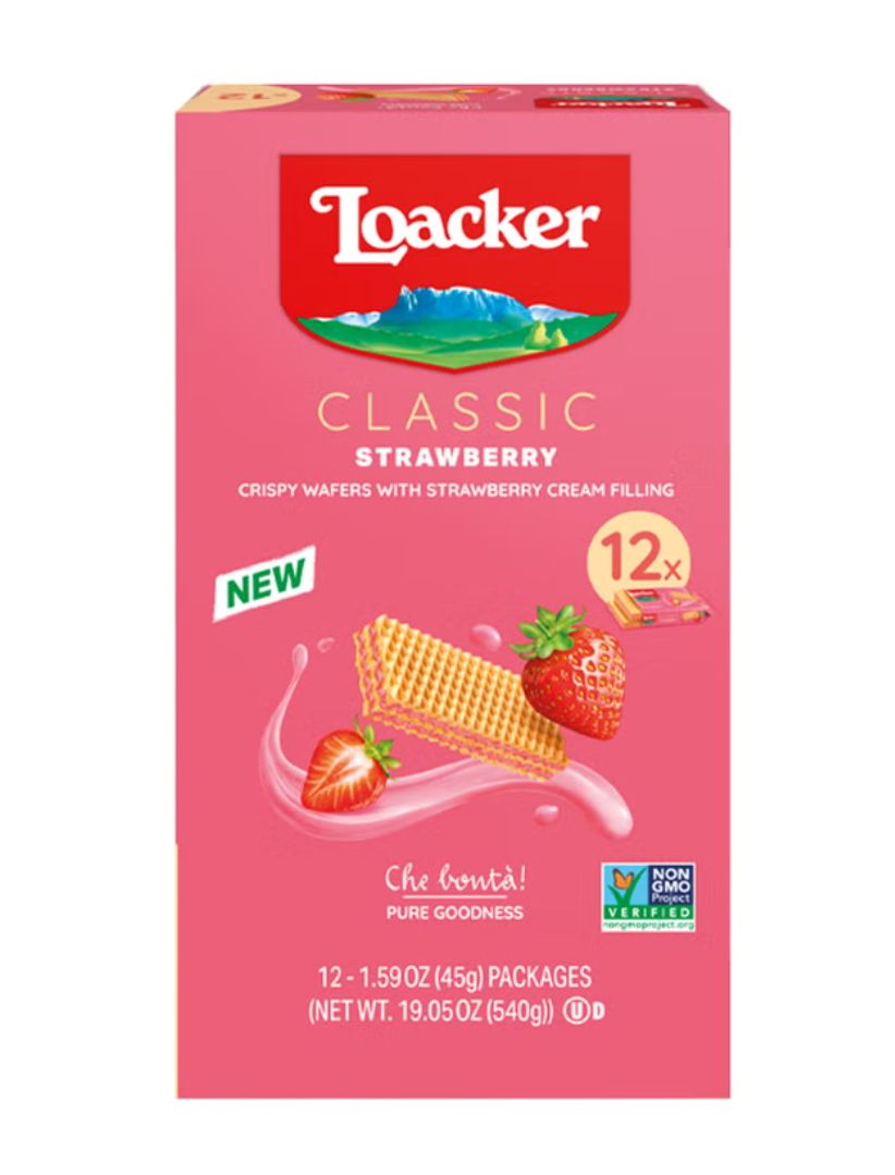 Loacker Classic Crispy Wafers, Strawberry, 1.59 oz, 12 Count Item 2045427