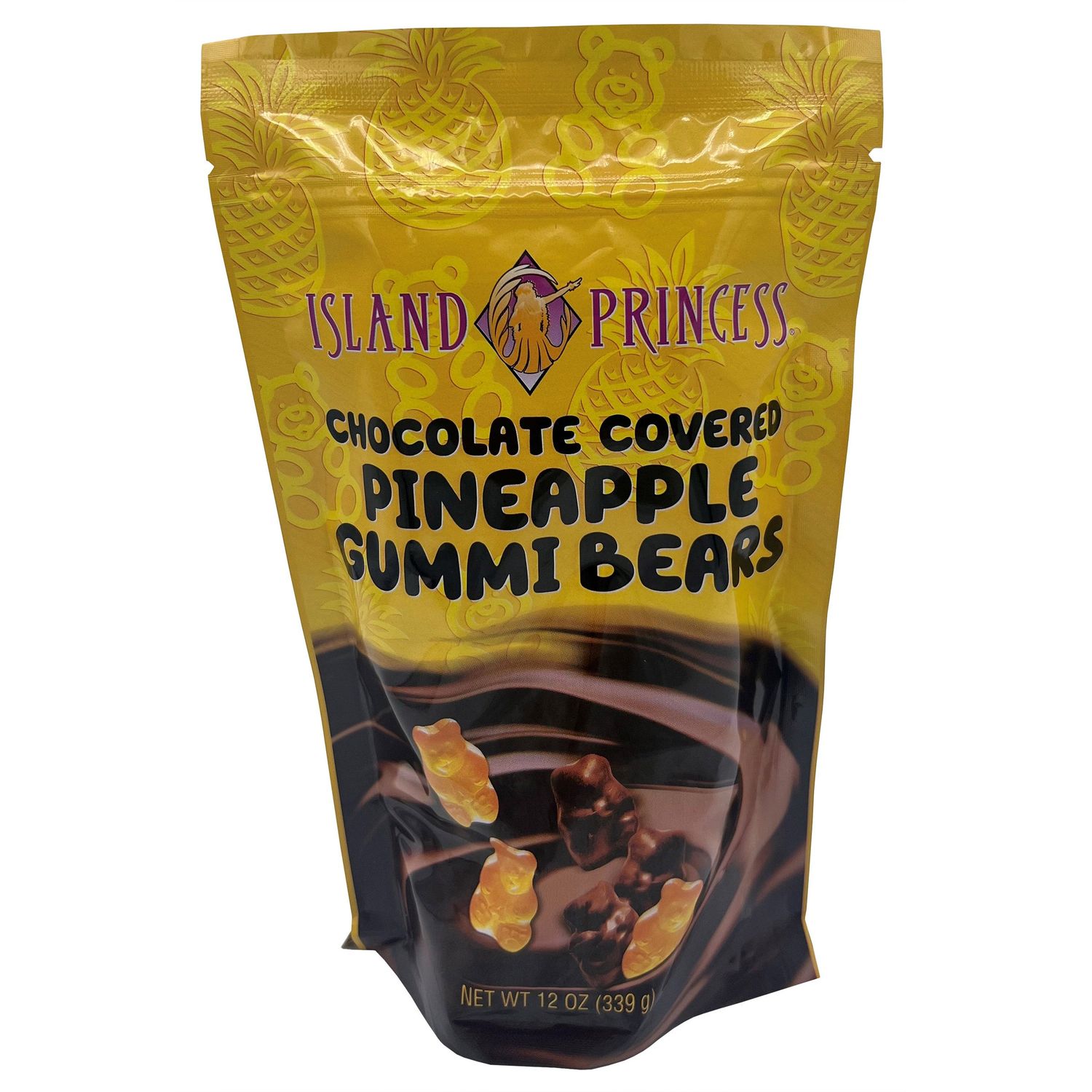 Island Princess Chocolate Covered Pineapple Gummi Bears 12 oz Item #1785619