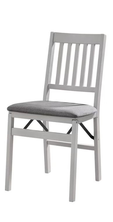 Stakmore Wood Upholstered Folding Chair, GRAY Item 1779452
