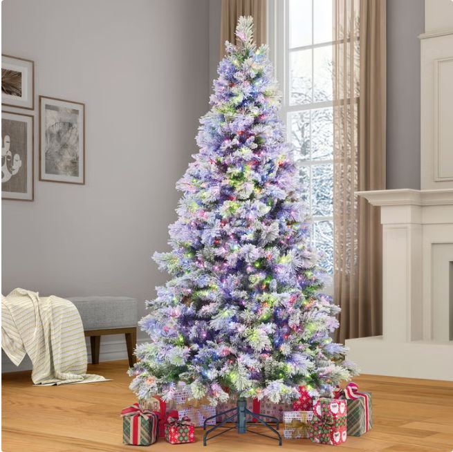 7.5' Pre-Lit Glitter Flocked Micro LED with Twinkle Artificial Christmas Tree Item 1784931 | Model TG76M4I61D48