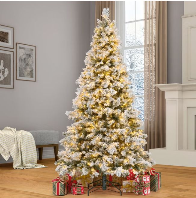 7.5' Pre-Lit Glitter Flocked Micro LED with Twinkle Artificial Christmas Tree Item 1784931 | Model TG76M4I61D48