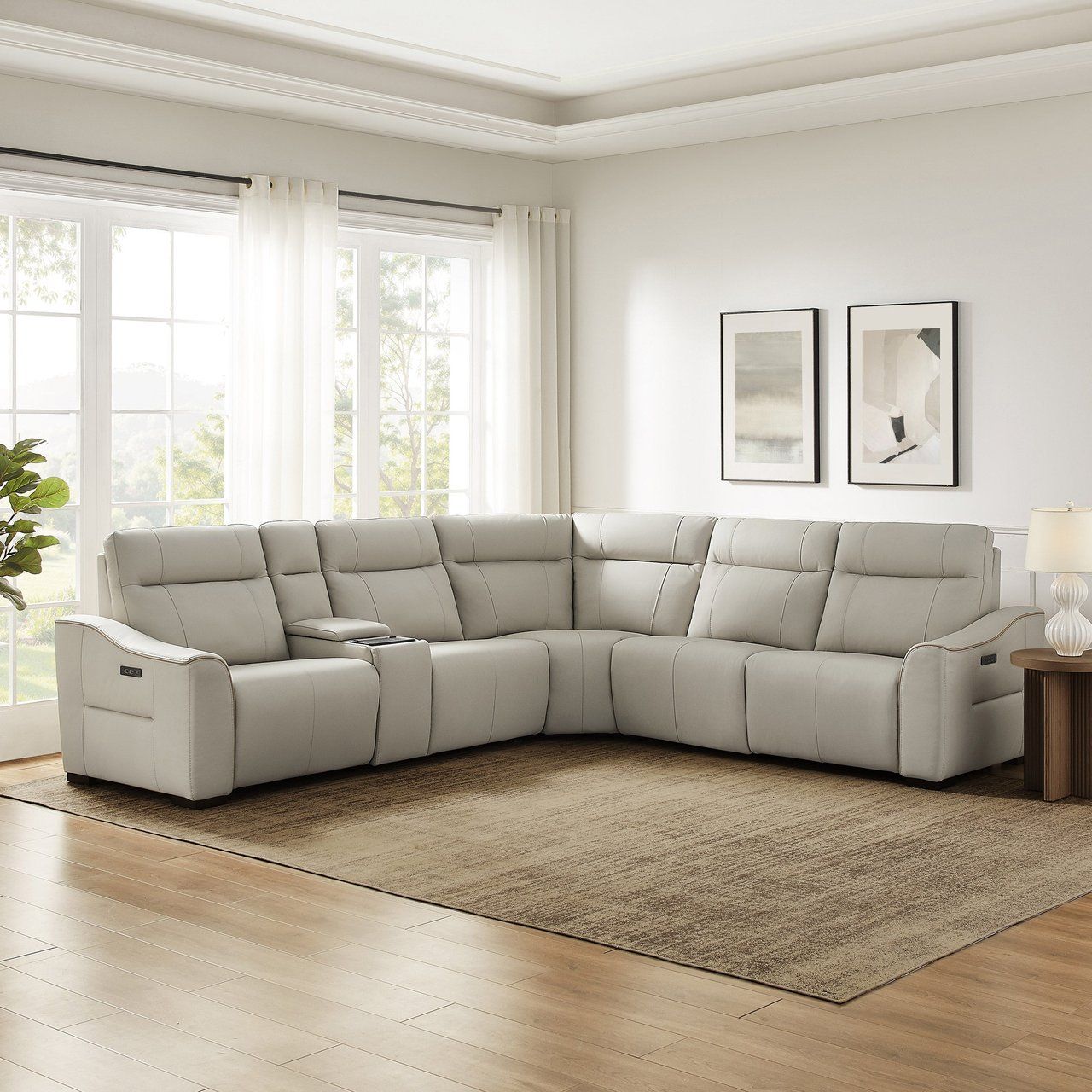 Monica Leather Power Reclining Sectional with Power Headrests Item 1987660