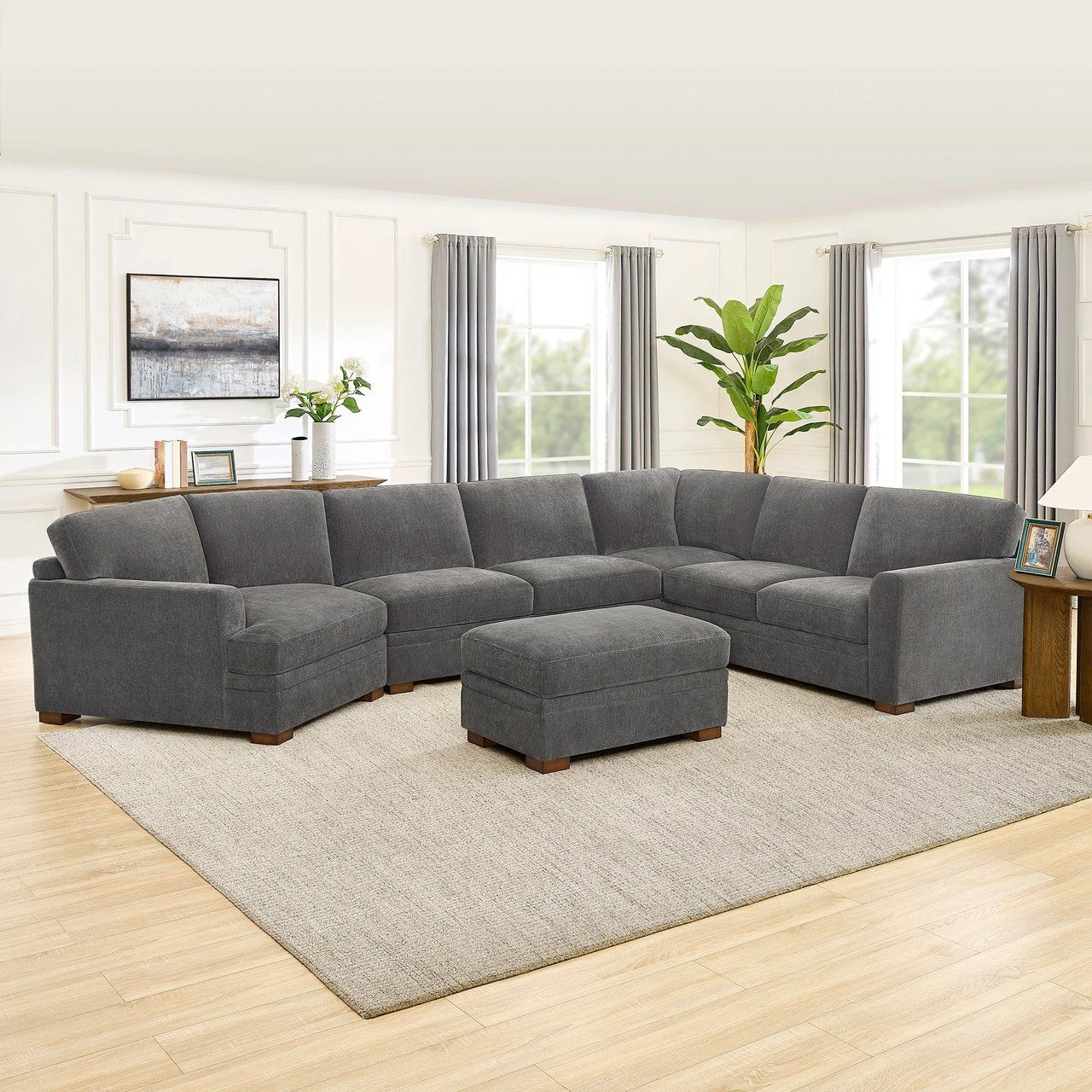 Thomasville Merran Fabric Sectional with Storage Seats and Storage Ottoman HOME FURNISHINGS Item #18125