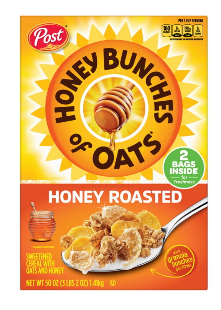 Post Honey Bunches of Oats Cereal, Honey Roasted, 25 oz, 2-count Item 1462406