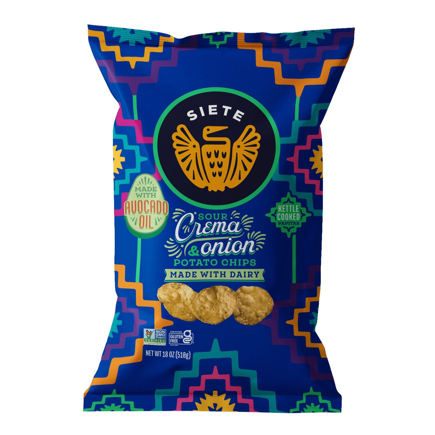 Siete Sour Crema and Onion Kettle Cooked Potato Chips, 18 oz Item #1957852