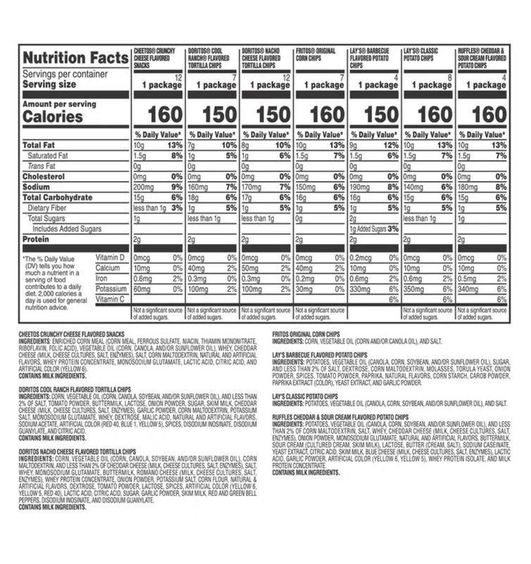 Frito Lay Classic Mix, 1 oz, Variety Pack, 54-count Item 1627770