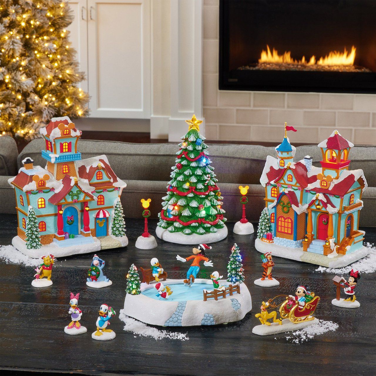 Disney Holiday Village with Ice Skating Rink 13-Piece Set Item #1739918