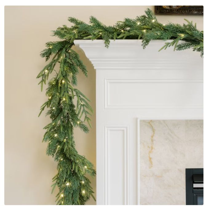 9' Pre-Lit LED with Twinkle Norfolk Mixed Artificial Garland Item 1929706 | Model 1929706