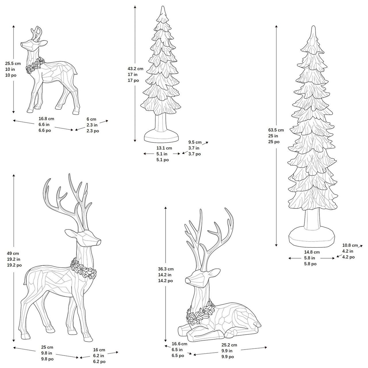 Christmas Deer Family with Trees, Set of 4 Item #1929668 MISSING THE LARGE TREE