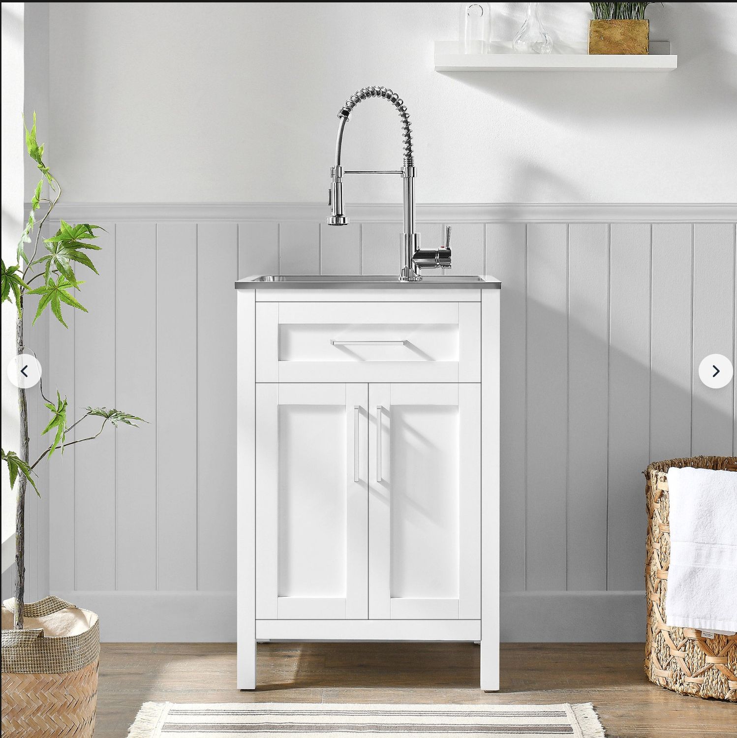 OVE Decors Paloma 22-Inch Utility Sink with Faucet and White Cabinet Hardware Item #1367218