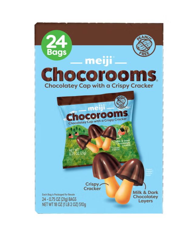 Meiji Chocorooms, Chocolatey Cap with a Crispy Cracker, 0.75 oz, 24-count Item 1048629