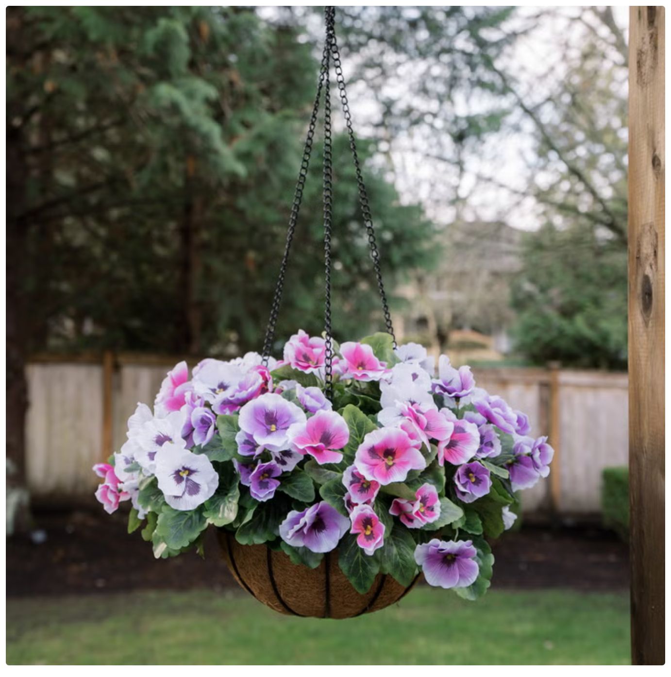 Faux UV Resistant Pansy Hanging Basket Item 1987593