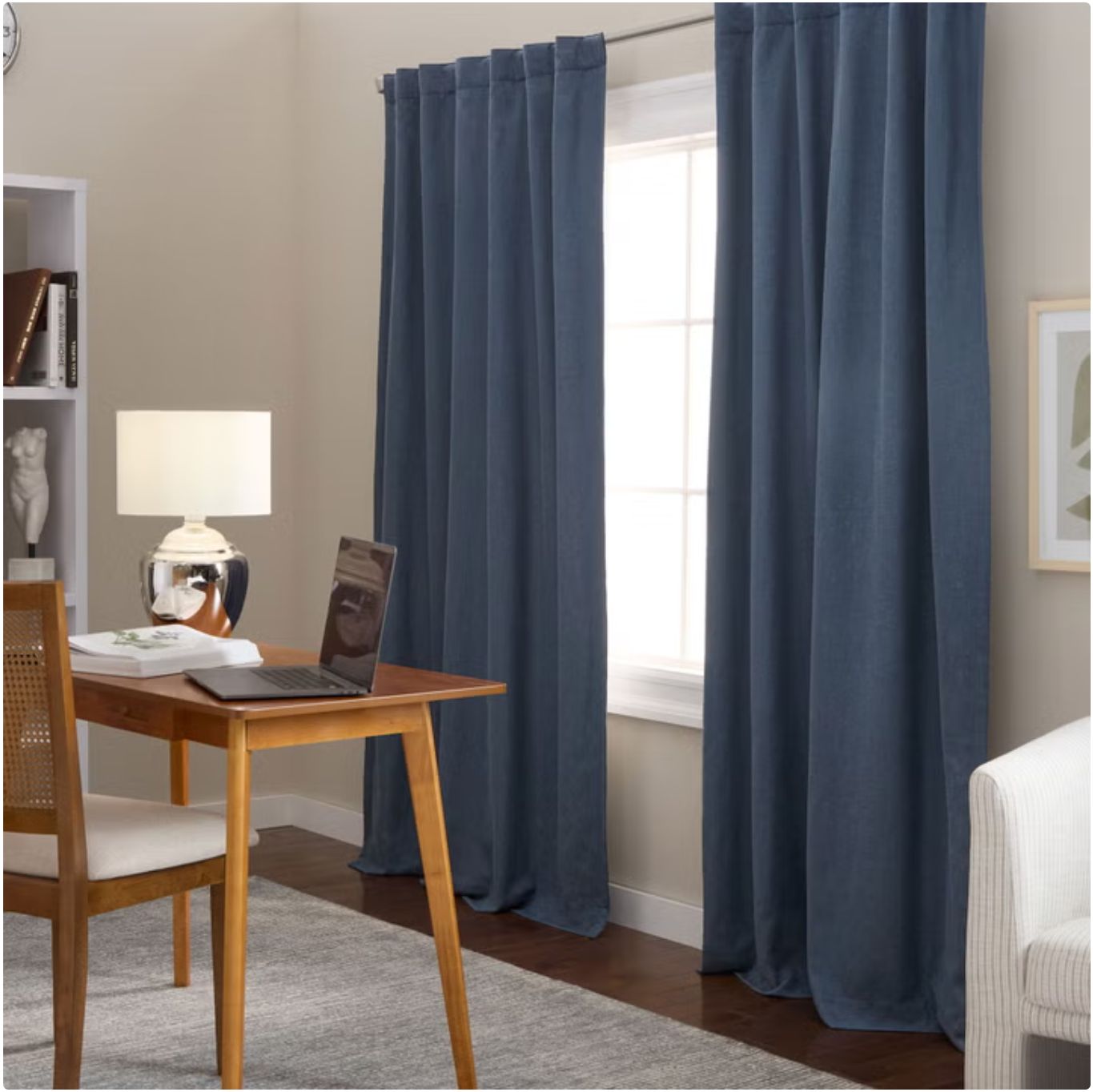 Town &amp; Country Arlo Linen Texture Blackout Curtains , 2-PANEL NAVY BLUE 50 X 108 IN Item 1978601