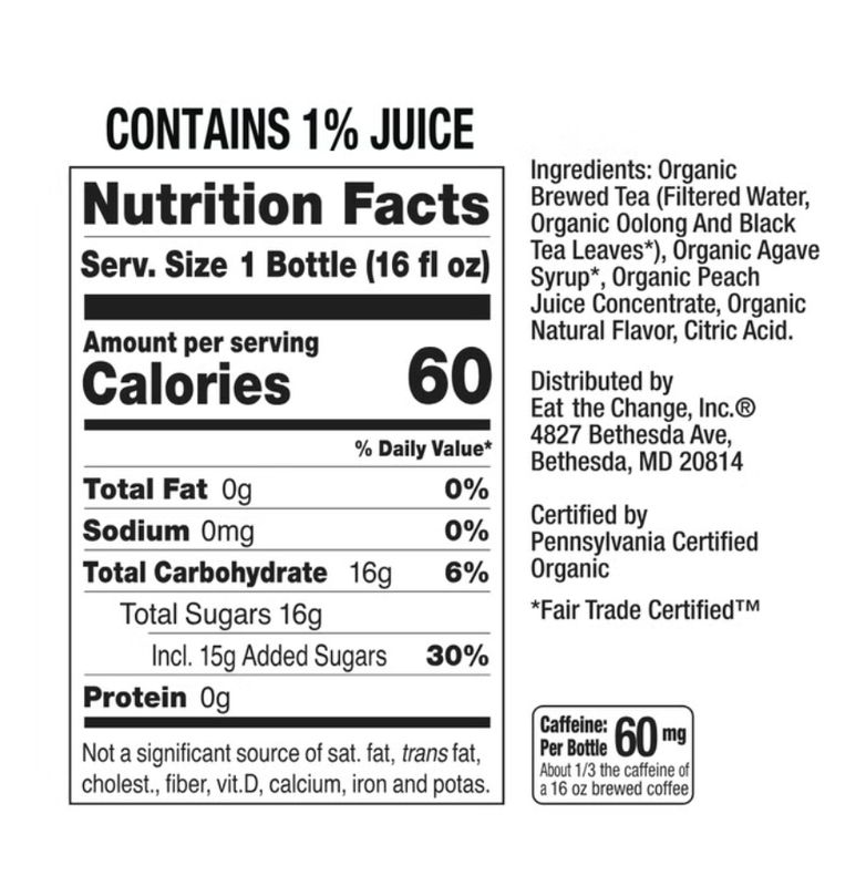 Just Ice Tea Oolong Tea, Peach, 16 fl oz, 1 ct Item 2063979
