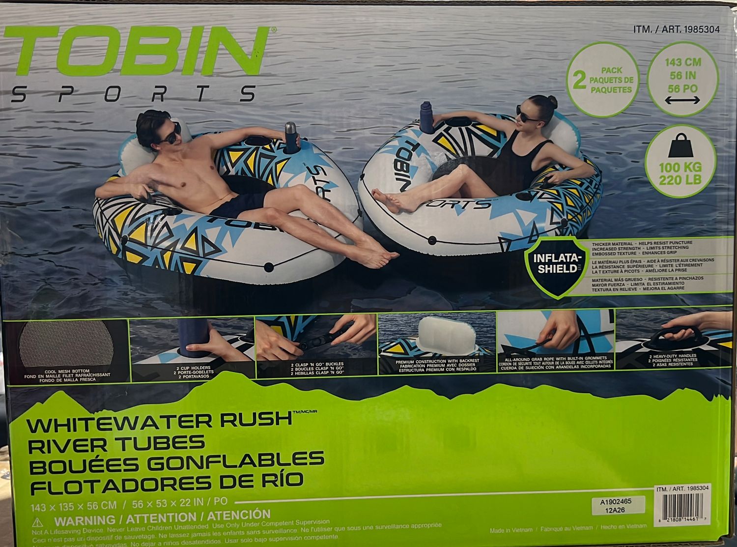 Tobin Sports Whitewater Rush River Tube 2-Pack Sporting Goods Item #1985304