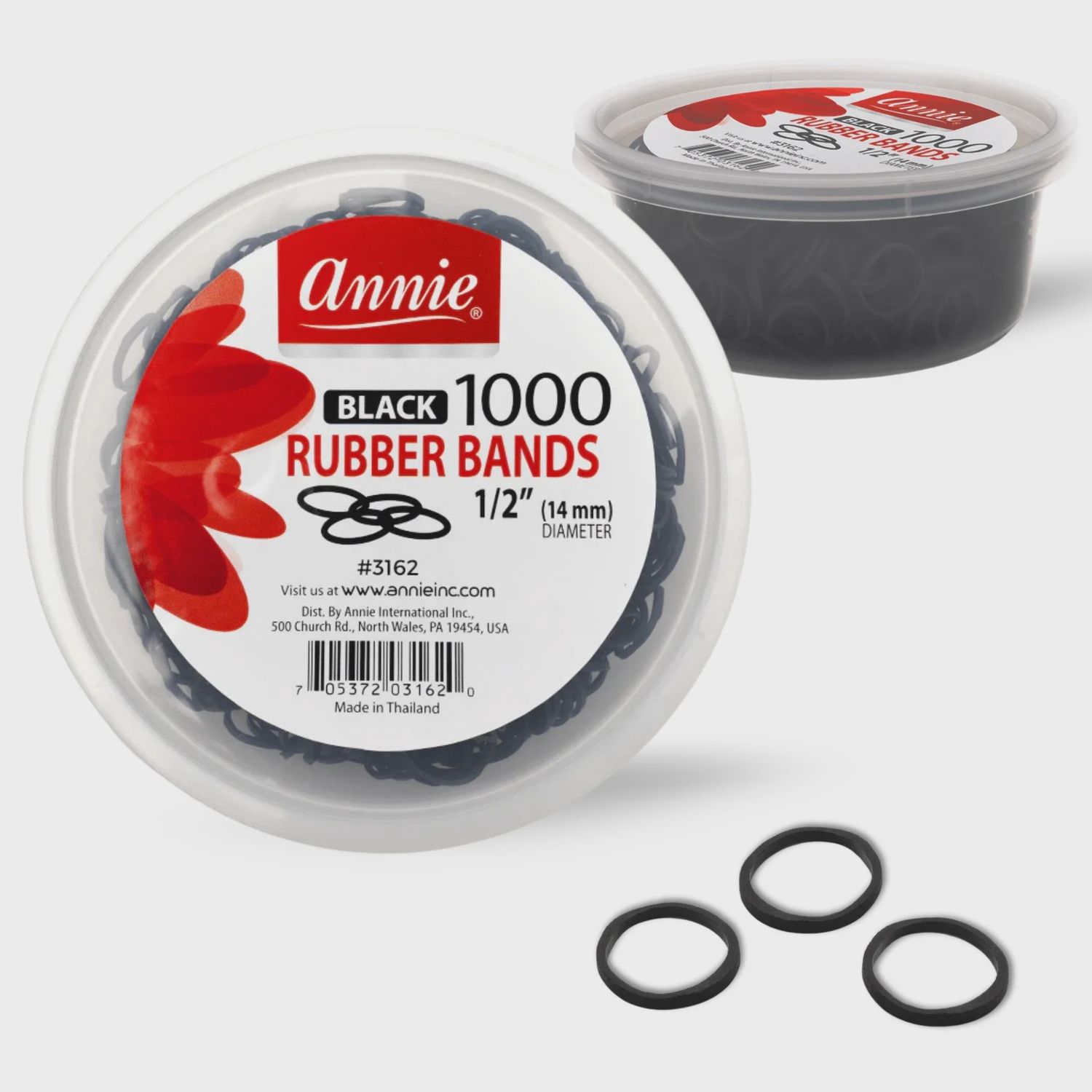 Annie Rubber Bands 1000Ct Black