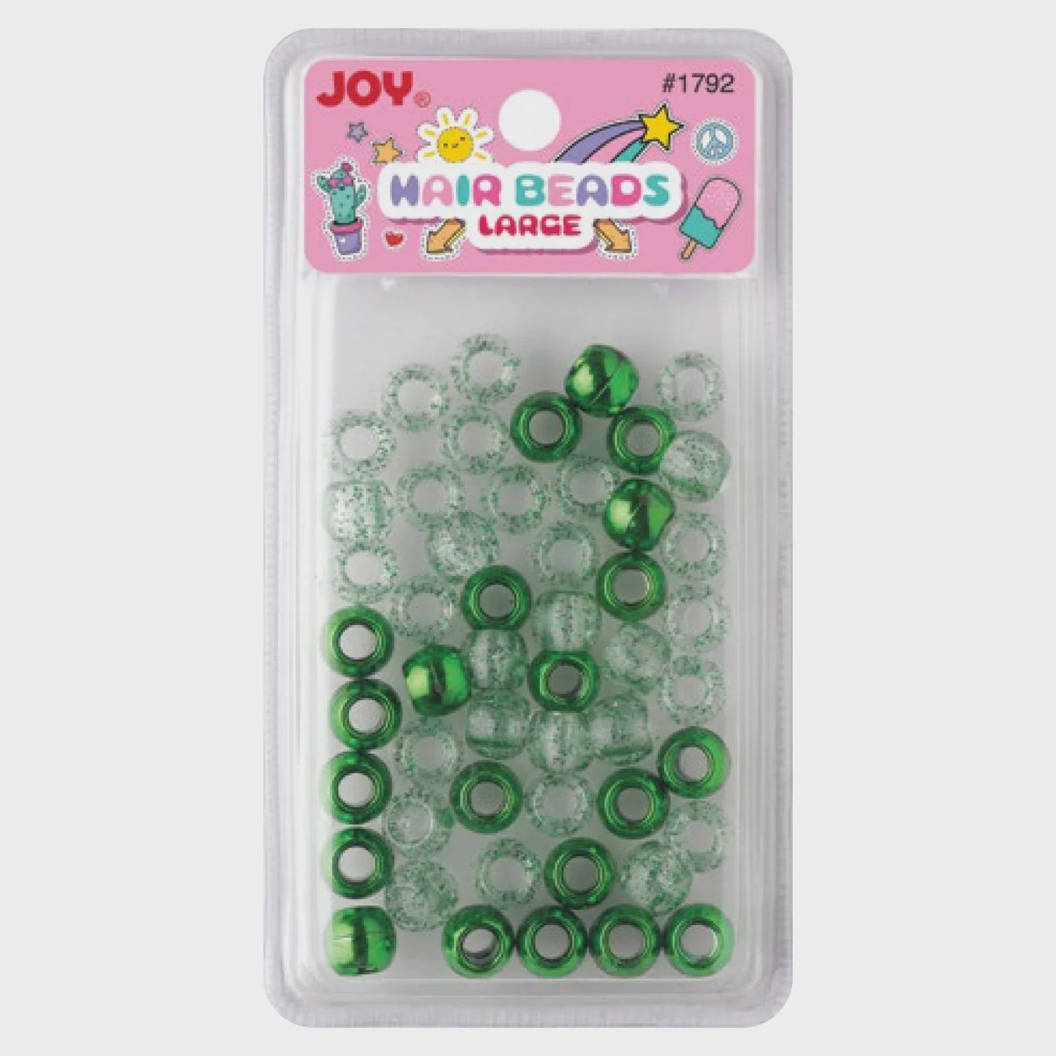 Joy Large Hair Beads Green Metallic &amp; Glitter