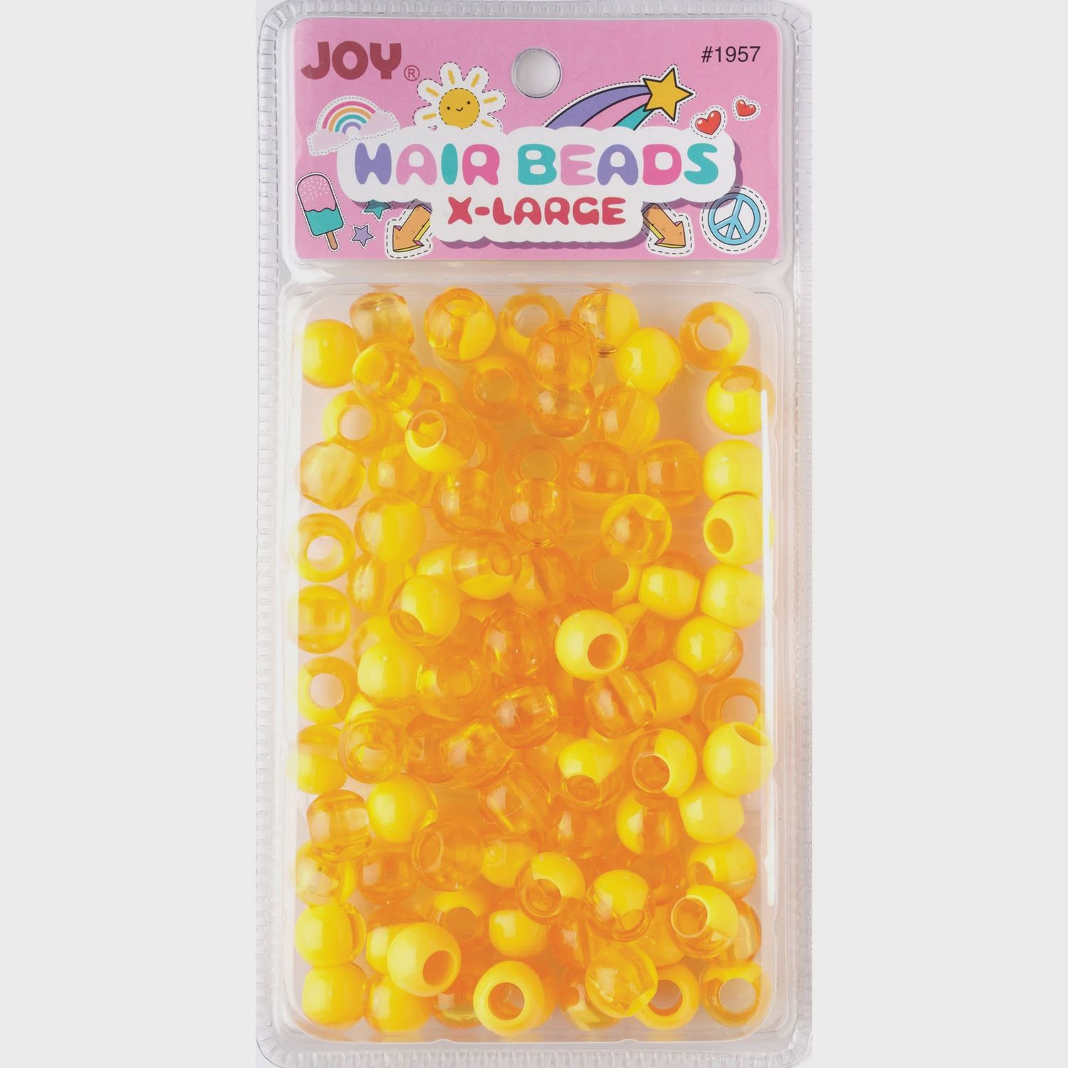 Joy Round Plastic Beads XL Two Tone Pastel Yellow