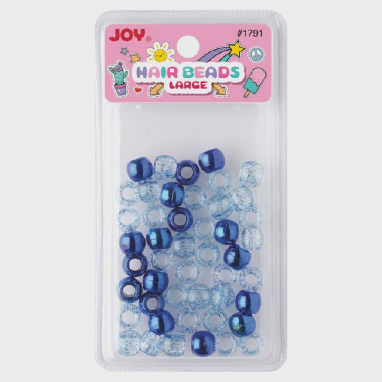 Joy Large Hair Beads Blue Metallic &amp; Glitter