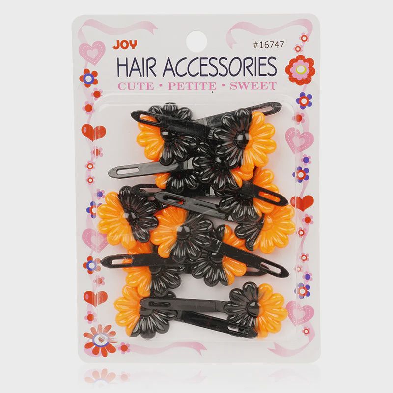 Joy Daisy Barrettes (Black &amp; Orange)