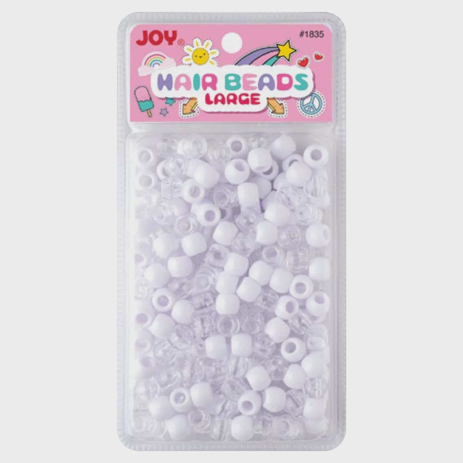 Joy Large Hair Beads White &amp; Clear